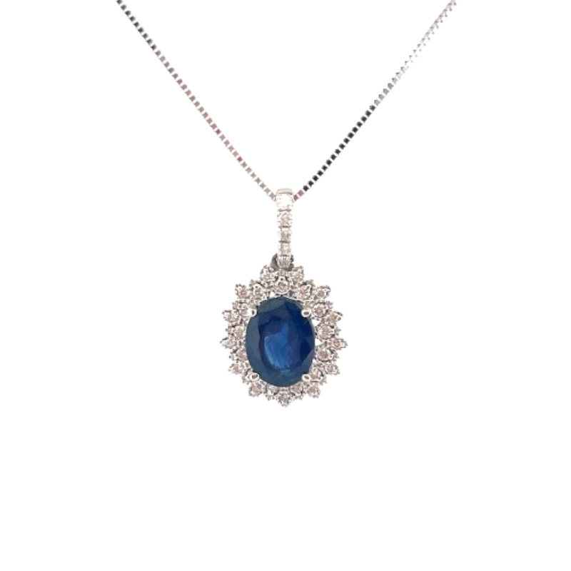 Gargantilla Zafiro Con Diamantes 14K