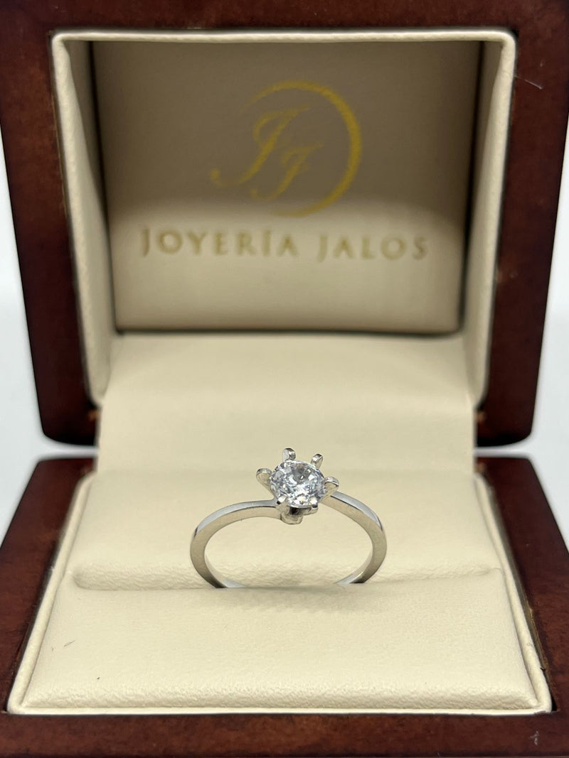 Anillo Compromiso Oro Blanco 10K Zirconia
