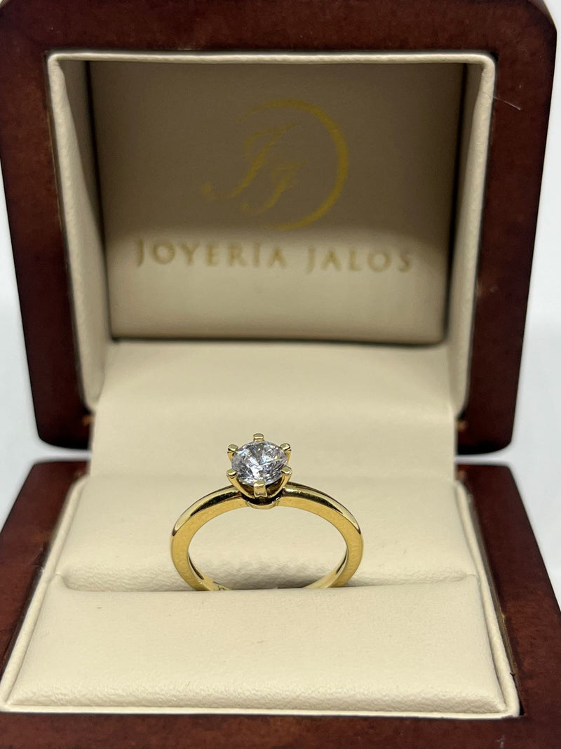 Anillo Compromiso Oro Amarillo 14K Zirconia