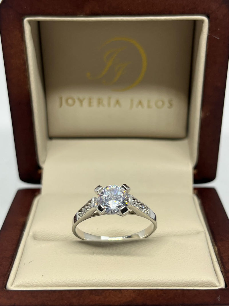 Anillo Compromiso Oro Blanco 10K Zirconia