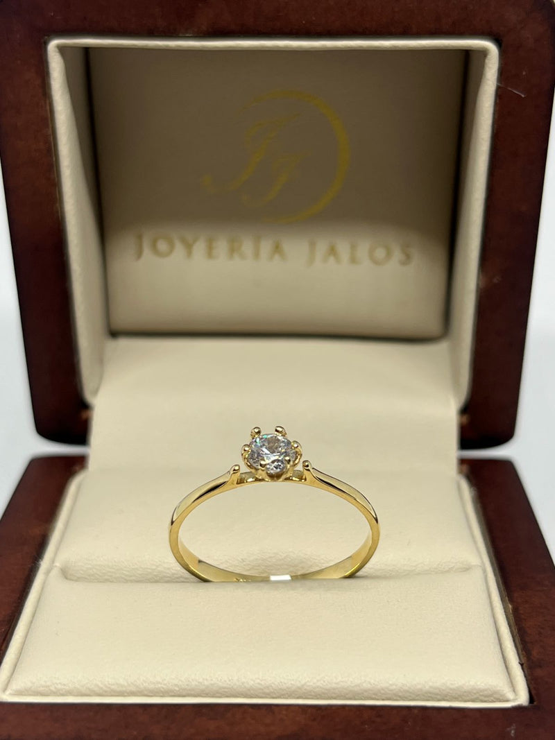 Anillo Compromiso Oro Amarillo 14K Zirconia