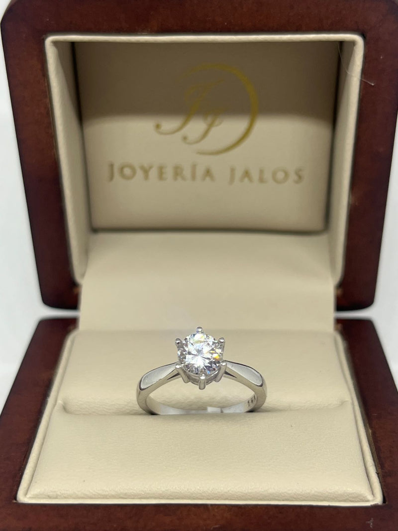Anillo Compromiso Oro Blanco 14K Zirconia