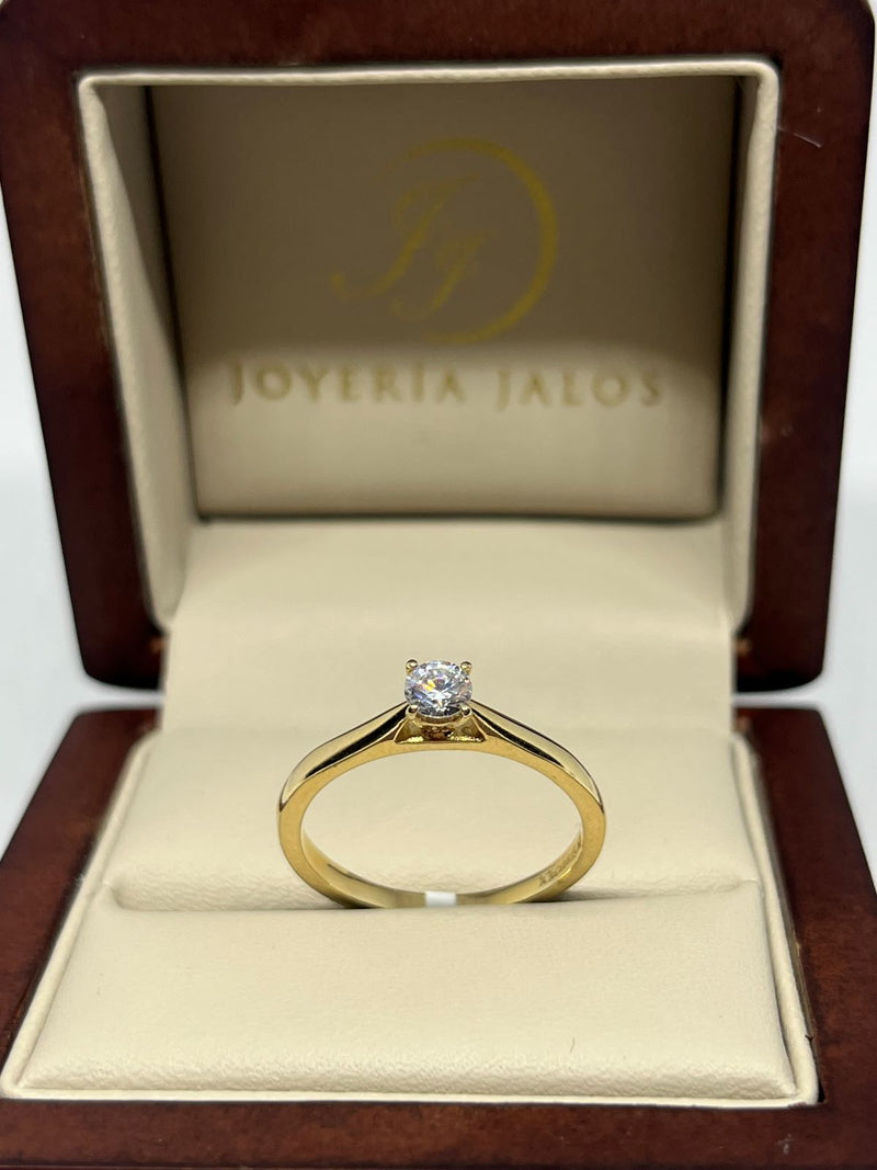 Anillo Compromiso Oro Amarillo 14K Zirconia