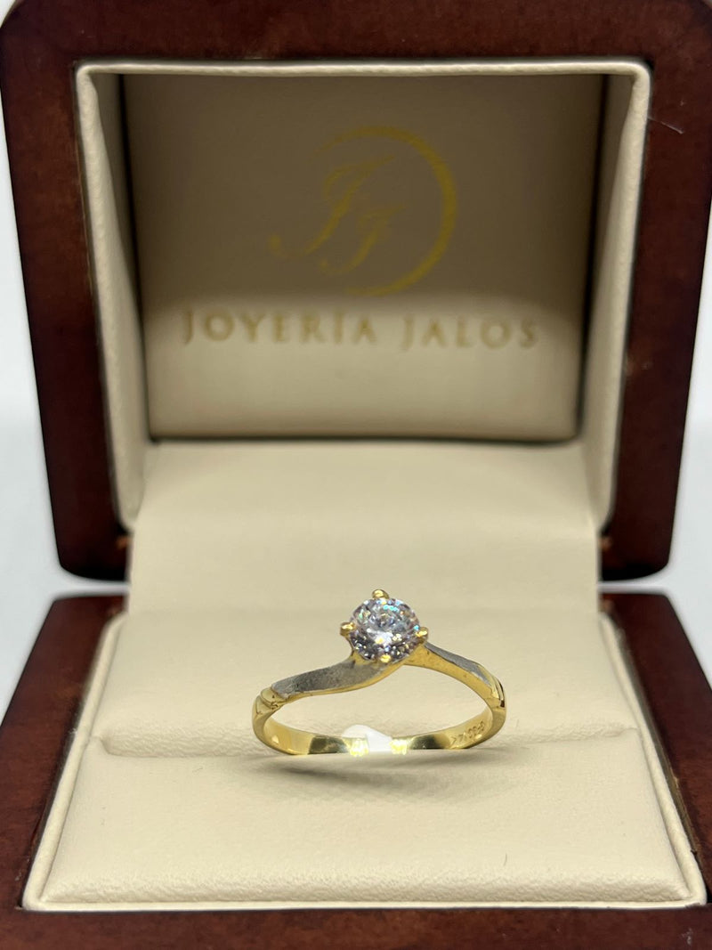 Anillo Compromiso Oro Amarillo 14K Zirconia