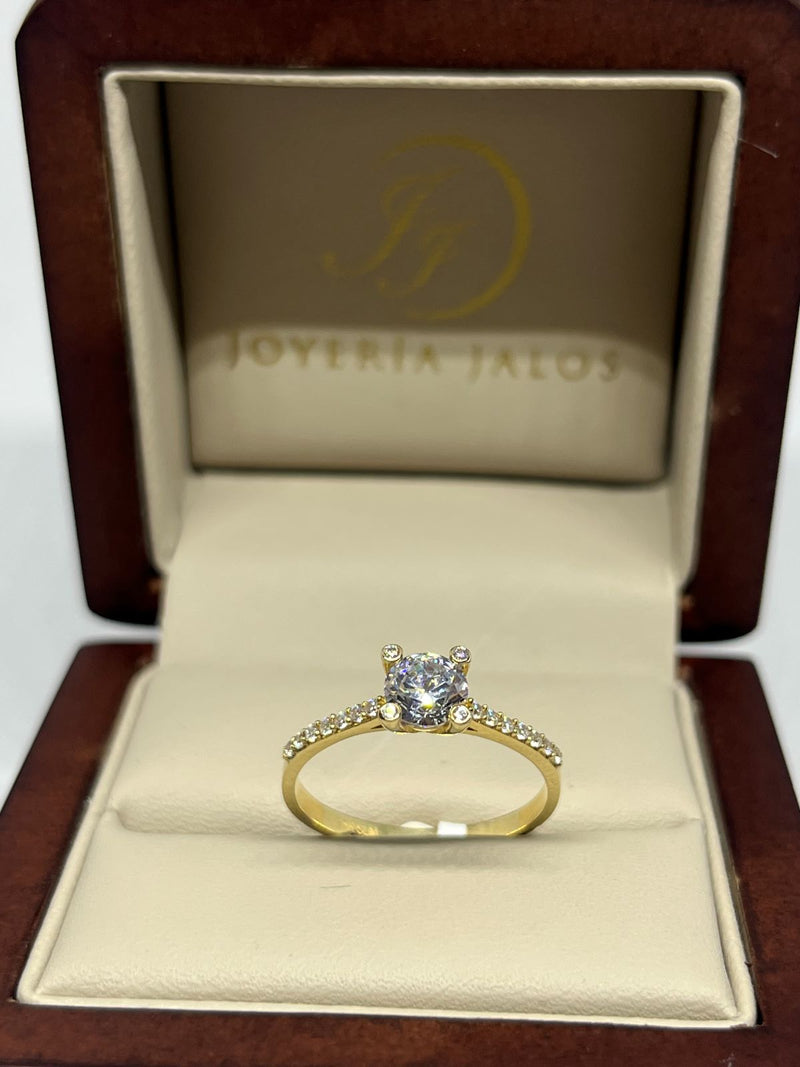 Anillo Compromiso Oro Amarillo 14K Zirconia