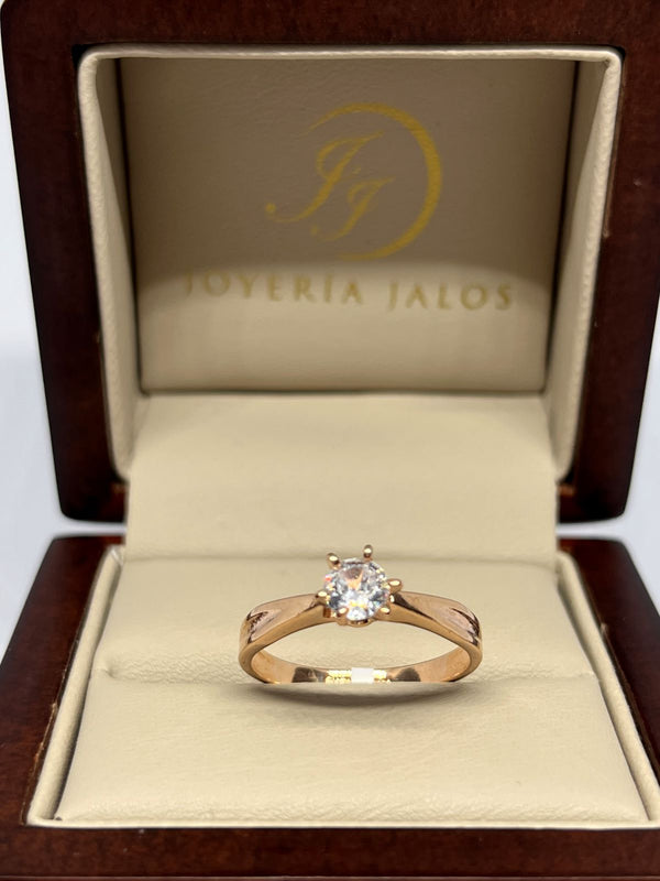 Anillo Compromiso Oro Rosa 14K Zirconia