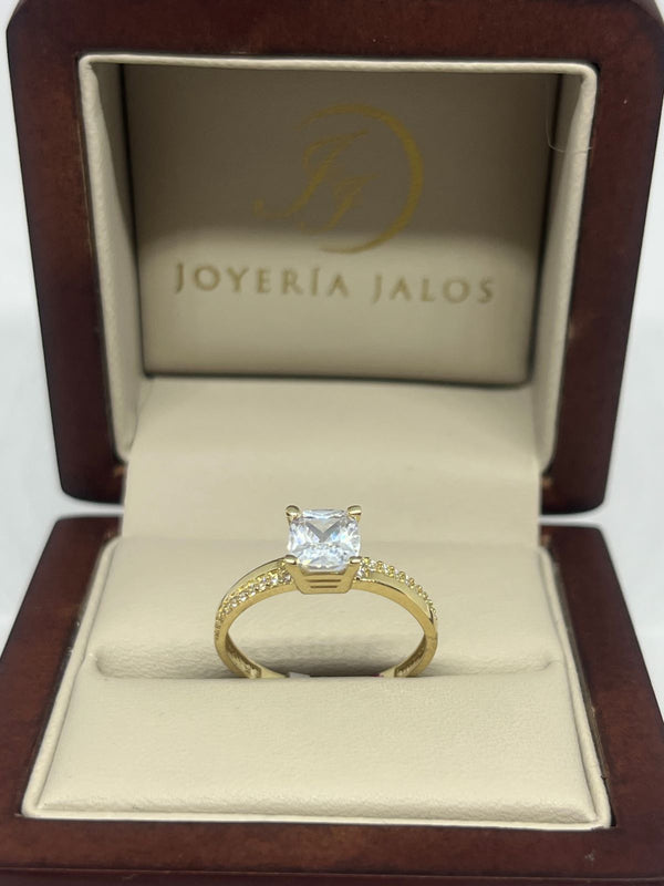 Anillo Compromiso Oro Amarillo 14K Zirconia
