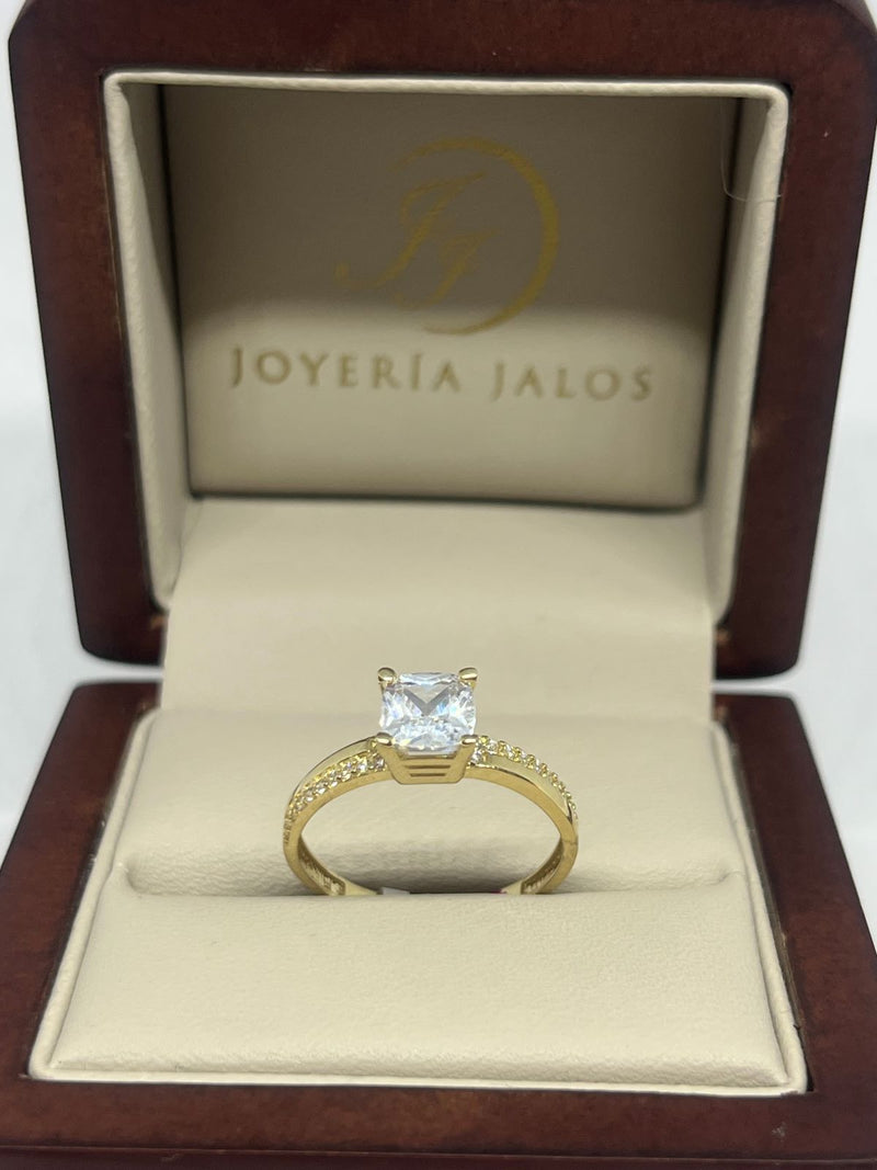 Anillo Compromiso Oro Amarillo 14K Zirconia