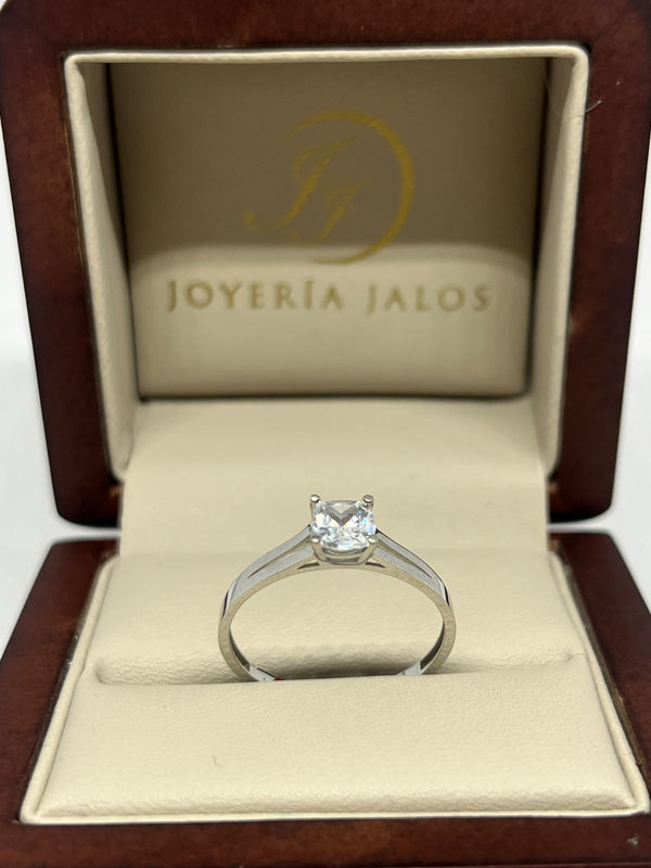 Anillo Compromiso Oro Blanco 14K Zirconia