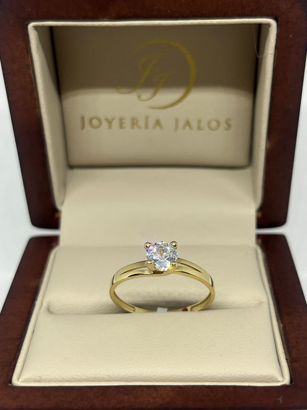 Anillo Compromiso Oro Amarillo 14K Zirconia