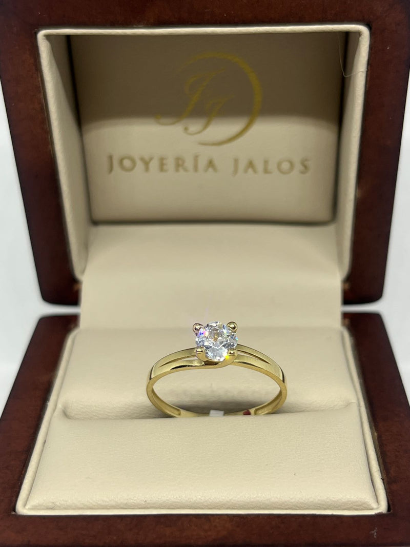 Anillo Compromiso Oro Amarillo 14K Zirconia