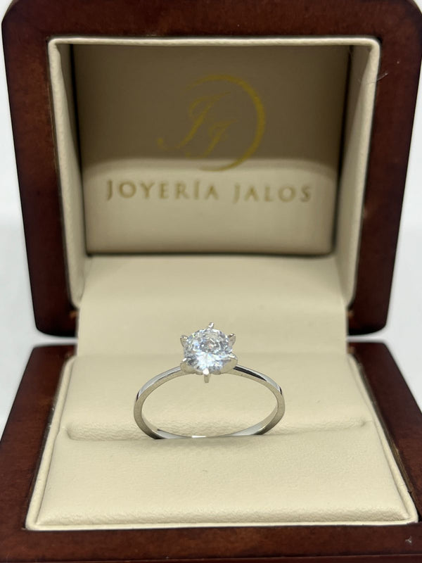 Anillo Compromiso Oro Blanco 14K Zirconia