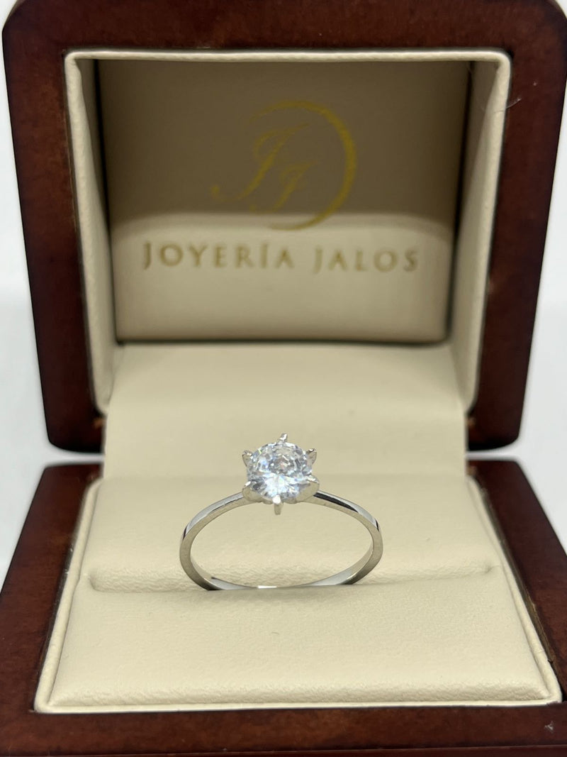 Anillo Compromiso Oro Blanco 14K Zirconia