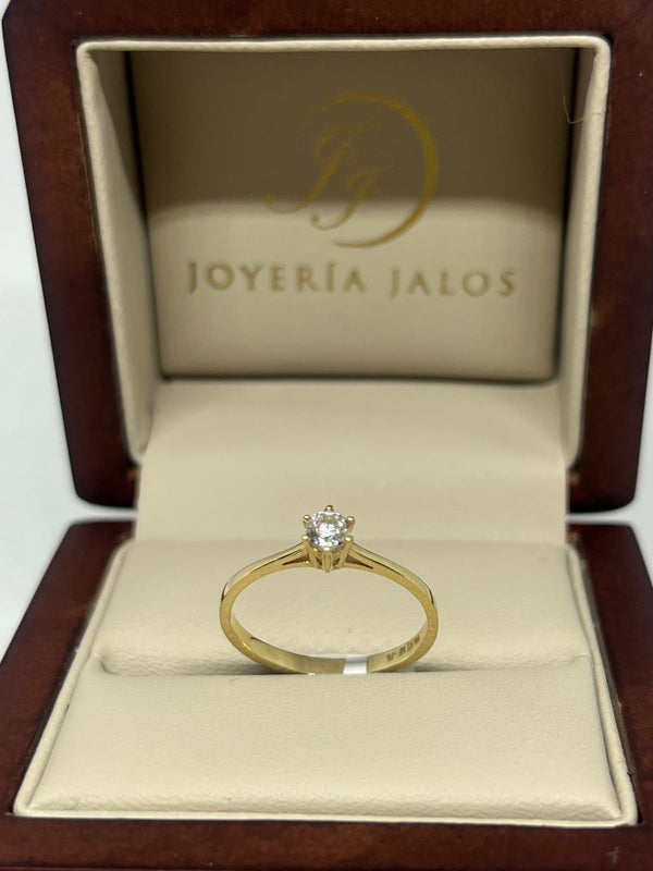 Anillo Compromiso Oro Amarillo 14K Zirconia