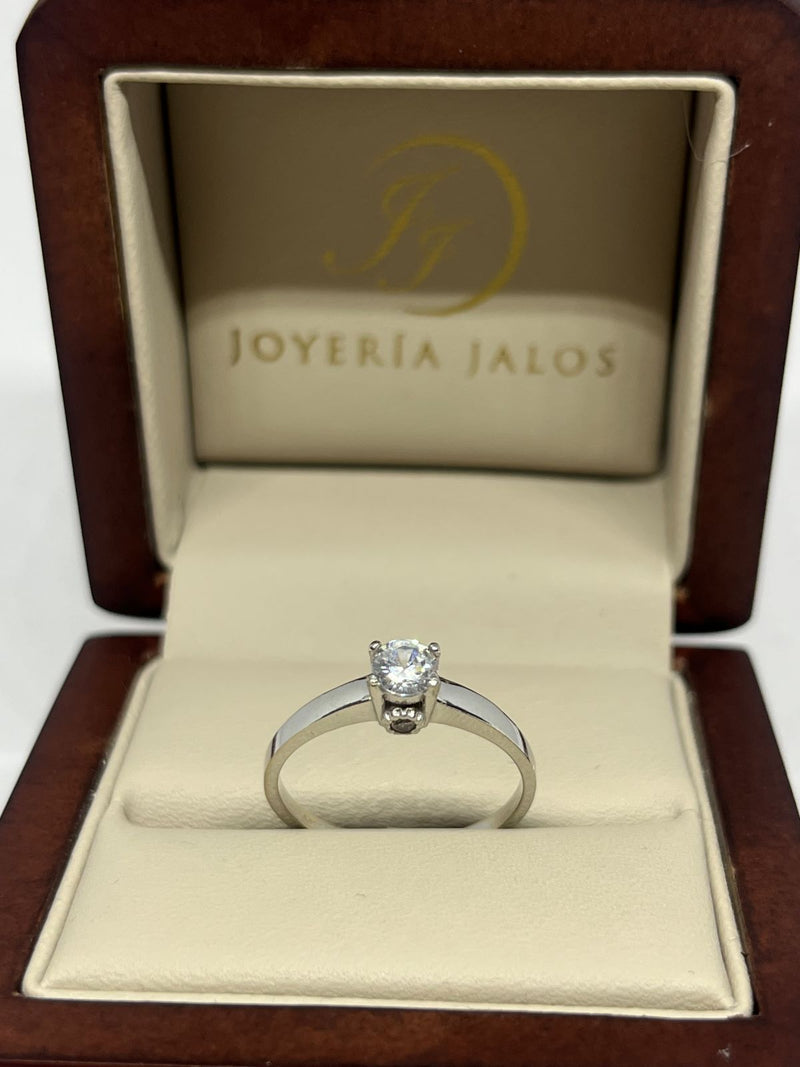 Anillo Compromiso Oro Blanco 14K Zirconia