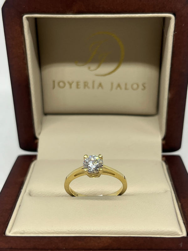 Anillo Compromiso Oro Amarillo 14K Zirconia