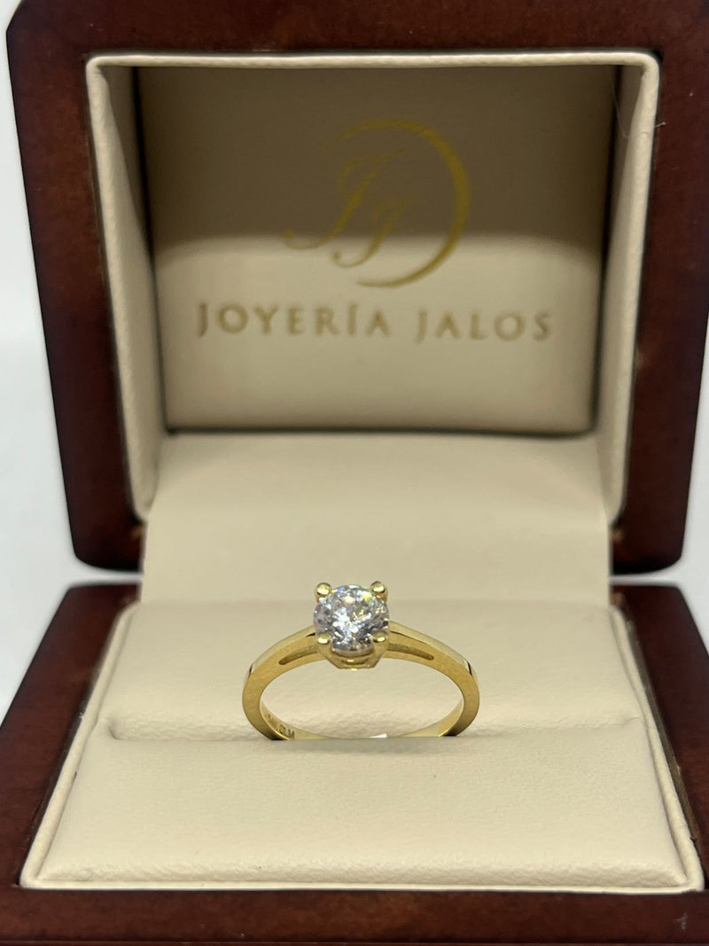 Anillo Compromiso Oro Amarillo 14K Zirconia