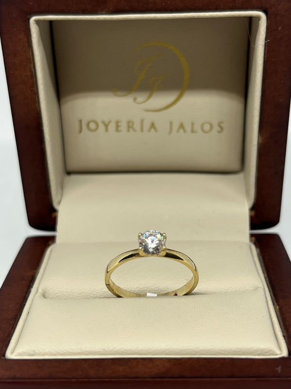 Anillo Compromiso Oro Amarillo 14K Zirconia