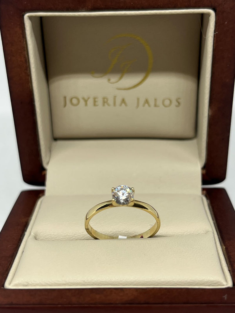 Anillo Compromiso Oro Amarillo 14K Zirconia