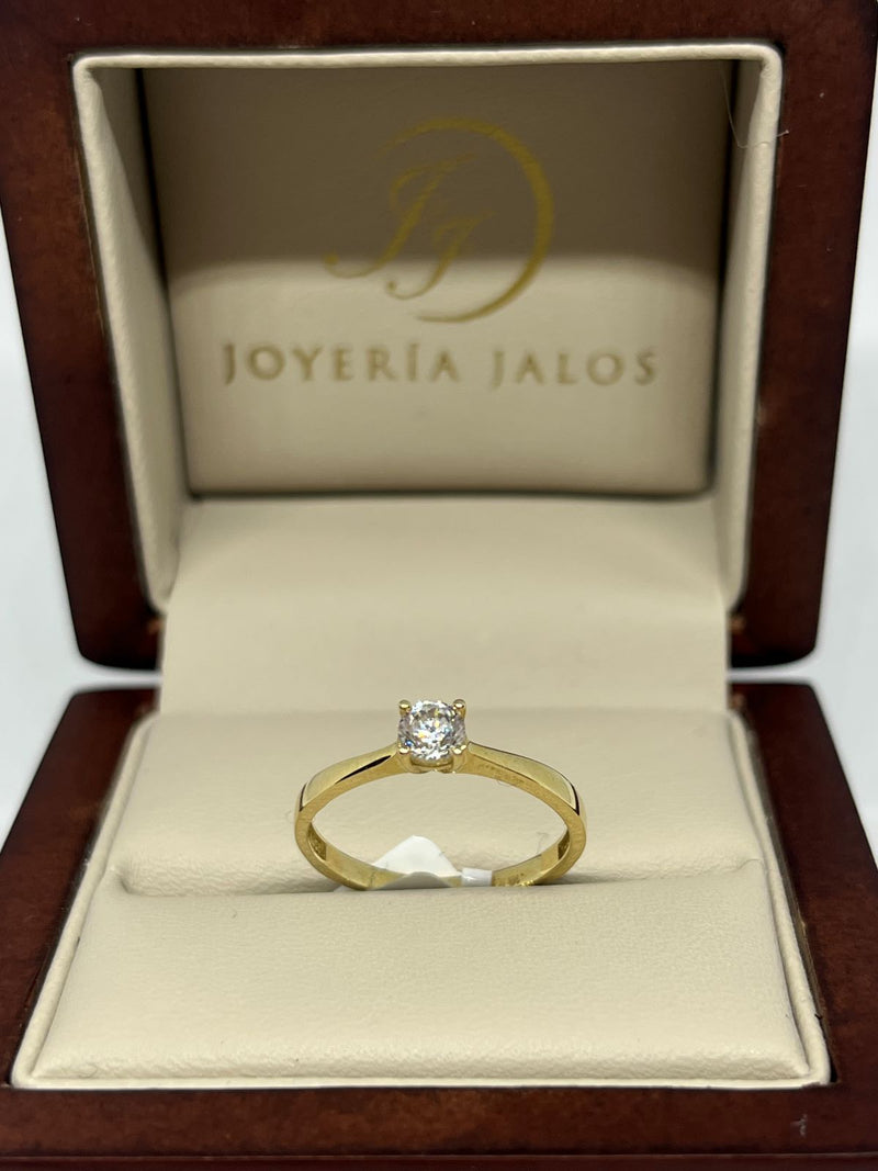 Anillo Compromiso Oro Amarillo 14K Zirconia