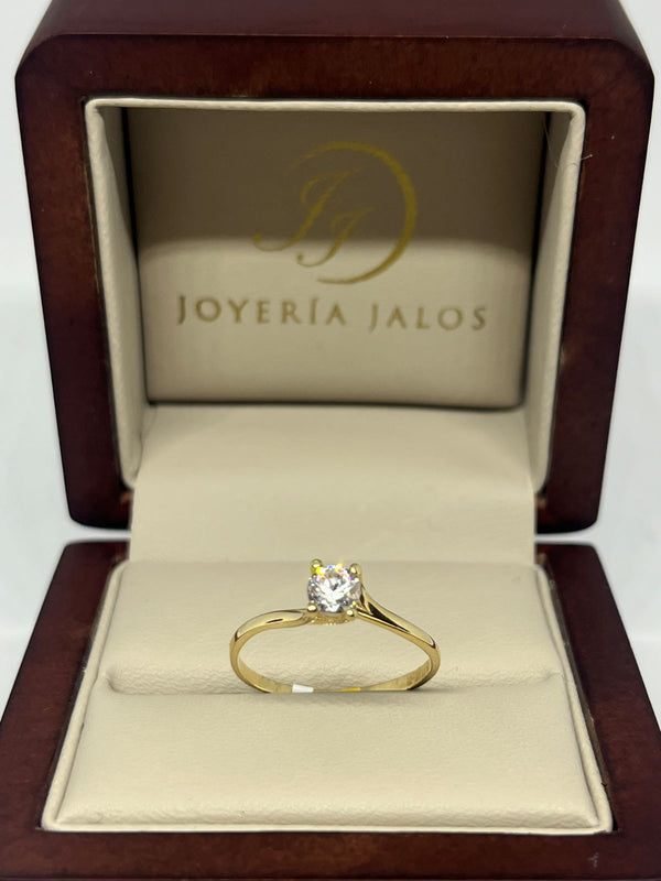 Anillo Compromiso Oro Amarillo 14K Zirconia