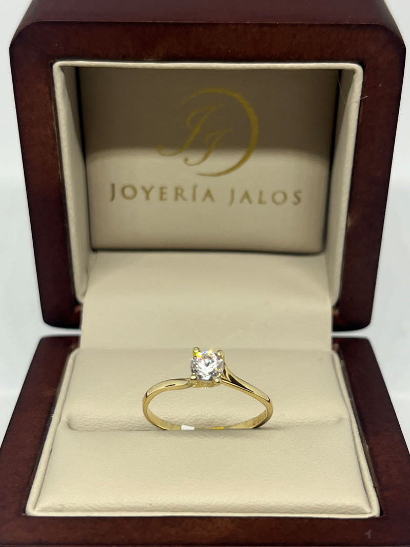 Anillo Compromiso Oro Amarillo 14K Zirconia