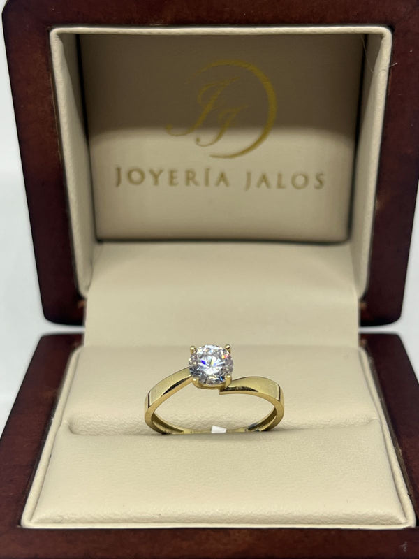 Anillo Compromiso Oro Amarillo 14K Zirconia
