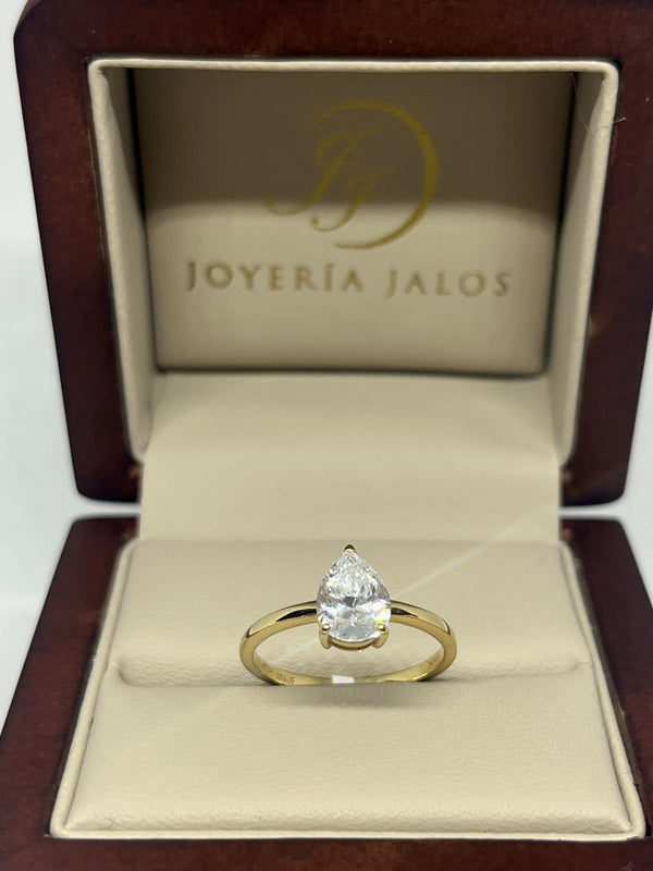 Anillo Compromiso Oro Amarillo 14K Zirconia
