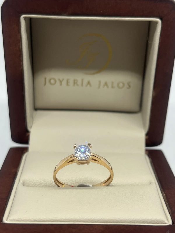 Anillo Compromiso Oro Rosa 14K Zirconia