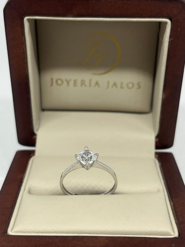 Anillo Compromiso Oro Blanco 14K Zirconia