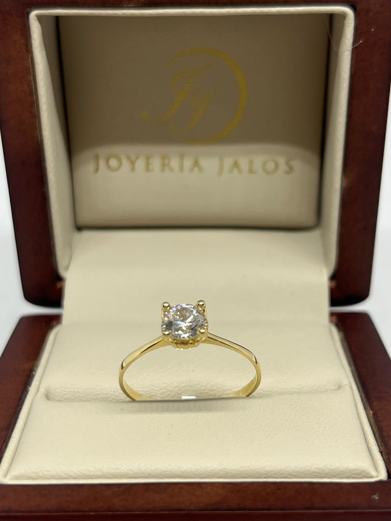 Anillo Compromiso Oro Amarillo 14K Zirconia