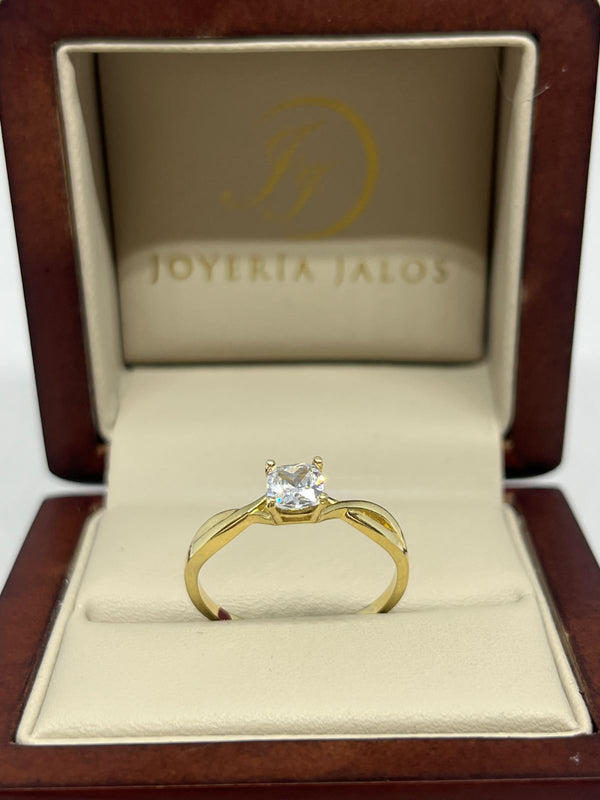 Anillo Compromiso Oro Amarillo 14K Zirconia
