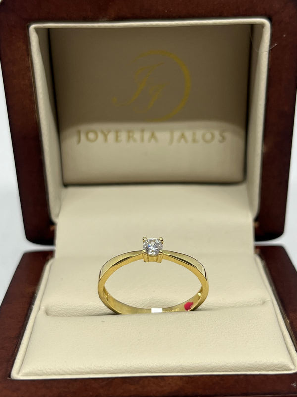 Anillo Compromiso Oro Amarillo 14K Zirconia