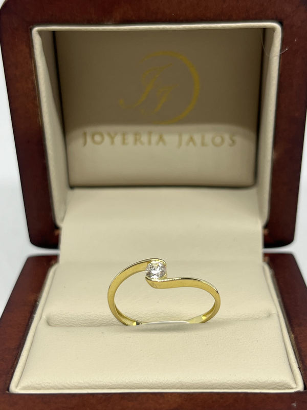 Anillo Compromiso Oro Amarillo 14K Zirconia