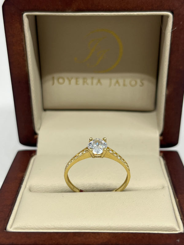 Anillo Compromiso Oro Amarillo 14K Zirconia