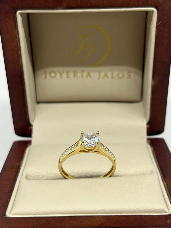 Anillo Compromiso Oro Amarillo 14K Zirconia