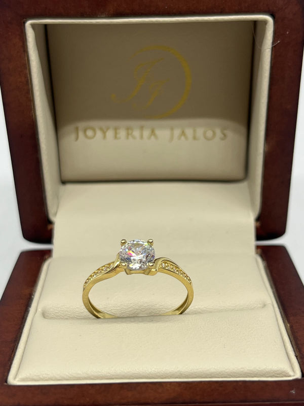 Anillo Compromiso Oro Amarillo 14K Zirconia