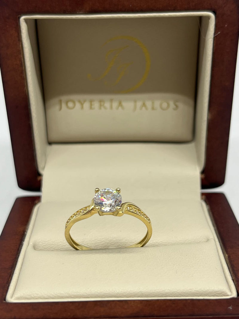 Anillo Compromiso Oro Amarillo 14K Zirconia