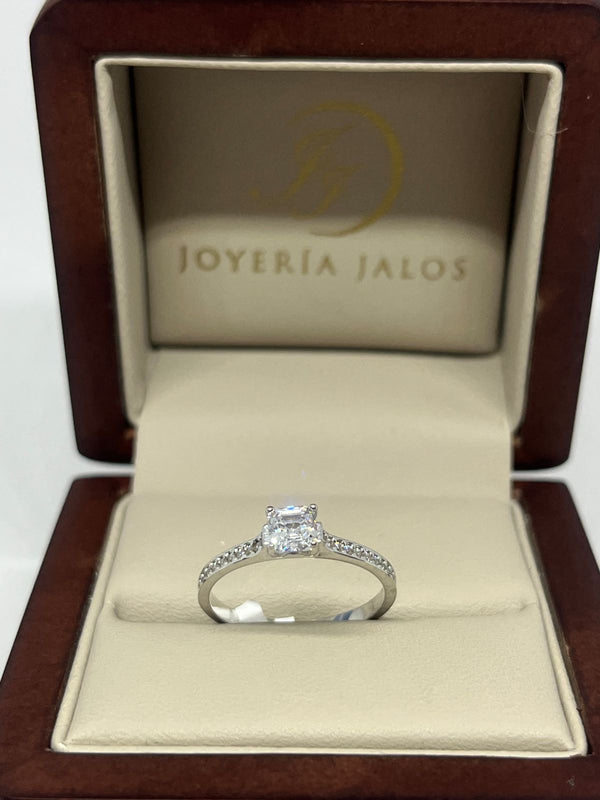 Anillo Compromiso Oro Blanco 14K Zirconia