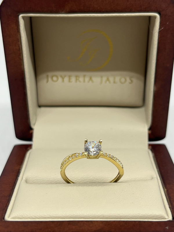 Anillo Compromiso Oro Amarillo 14K Zirconia