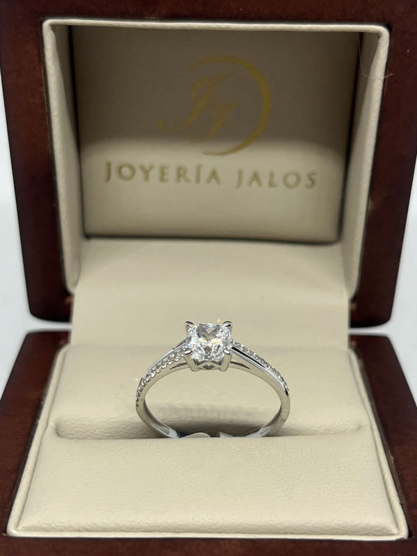 Anillo Compromiso Oro Blanco 14K Zirconia