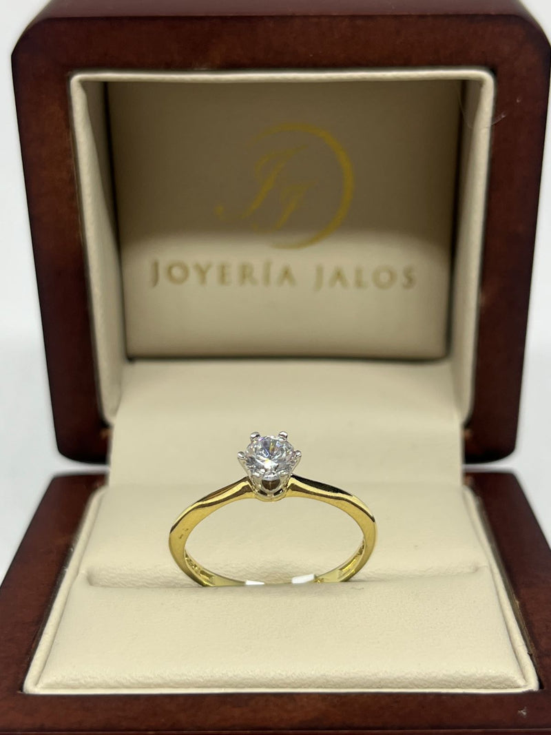 Anillo Compromiso Oro Amarillo 10K Zirconia