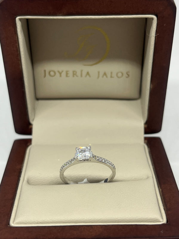 Anillo Compromiso Oro Blanco 14K Zirconia