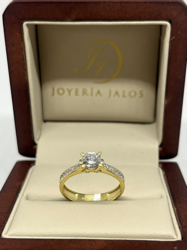 Anillo Compromiso Oro Amarillo 10K Zirconia