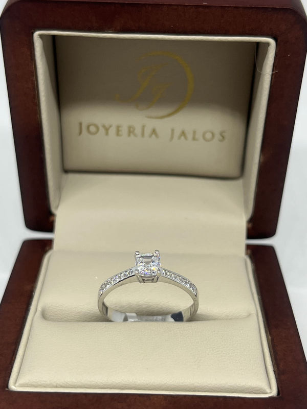 Anillo Compromiso Oro Blanco 14K Zirconia