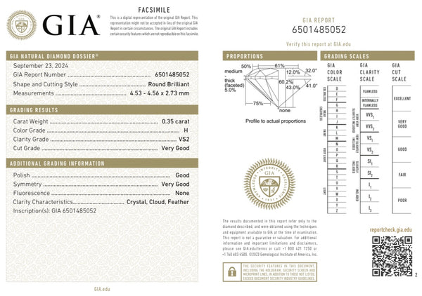 Diamante Natural Desmontado Redondo GIA 0.35 CT