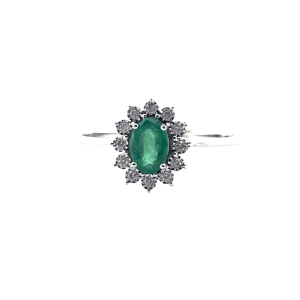 Anillo Esmeralda Con Diamantes 14K