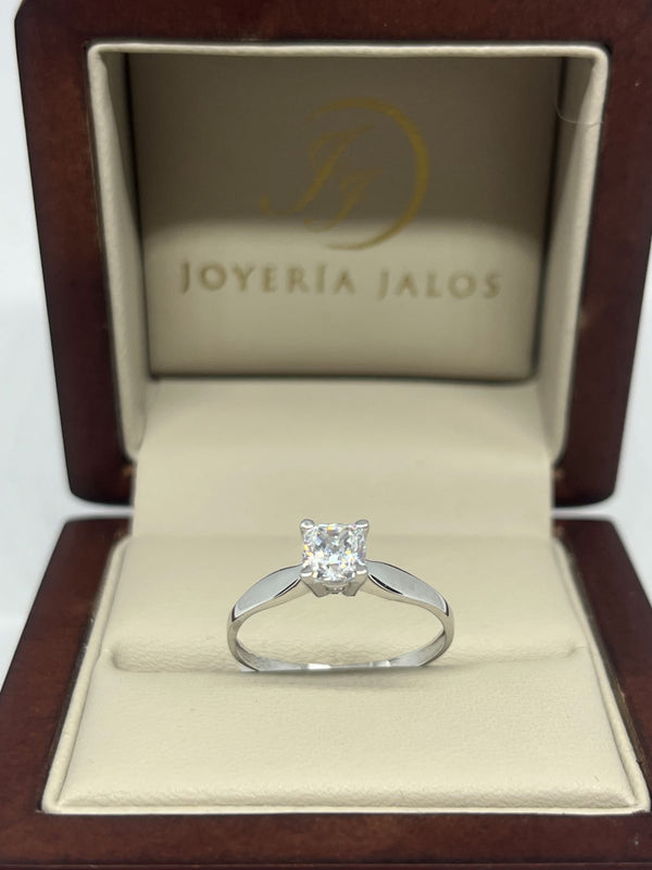 Anillo Compromiso Oro Blanco 10K Zirconia