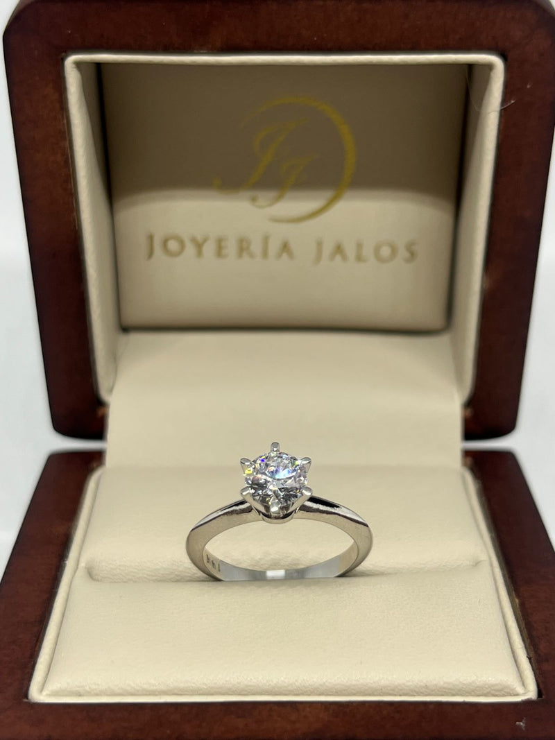 Anillo Compromiso Oro Blanco 14K Diamante Laboratorio IGI