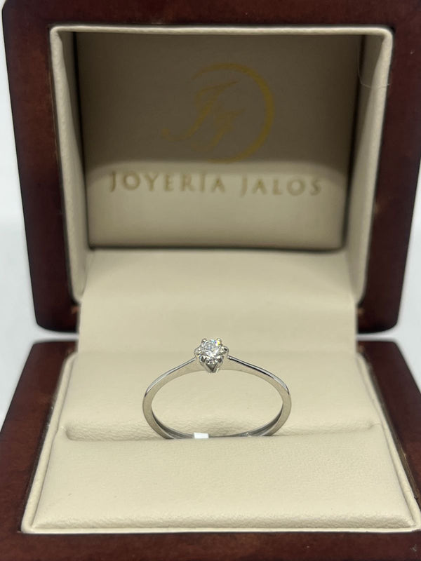 Anillo Compromiso Oro Blanco 14K Diamante Natural